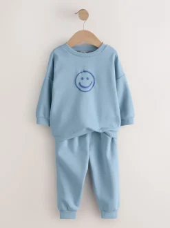Next Bleu clair - Ensemble sweat et Joggings imprimé à Col rond (3mois-7ans) New