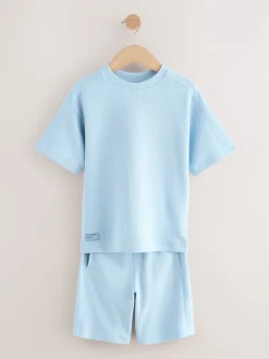 Next Bleu clair - Ensemble t-shirt et short texturé Manchester Courts (3-16ans) Hot