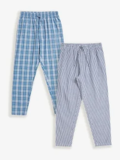 Threadbare Bleu clair - Lot de 2 pantalons de Survêtement Cotton Lounge Discount