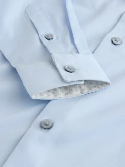 Next - Manches longues Chemises à bordures intelligentes (3-16yrs) Bleu clair Clearance