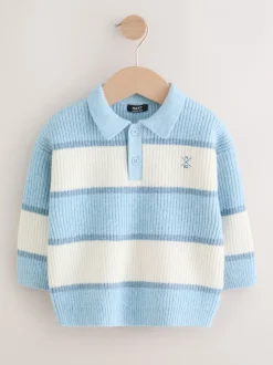 Next Bleu clair - Polo de rugby à rayures en maille (3mois7ans) Sale