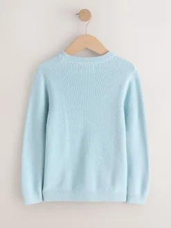 Next - Pull en maille col rond en coton (3-16ans) Bleu clair Clearance