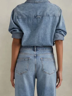 Reiss Bleu clair - Selin Rise Straight Leg Jeans Sale