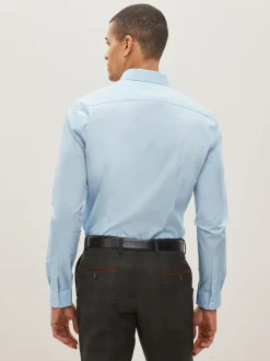 Next Bleu clair - Skinny Fit (Skinny Fit) - Chemises intelligentes faciles d’entretien à poignets simples Sale