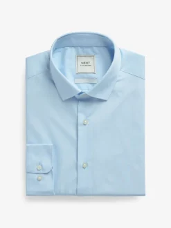 Next Bleu clair - Skinny Fit (Skinny Fit) - Chemises intelligentes faciles d’entretien à poignets simples Sale