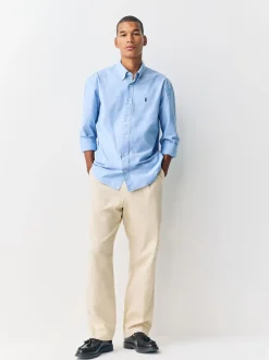 Next - Slim Fit (Slim Fit) - Chemise Oxford à manches longues Bleu clair New