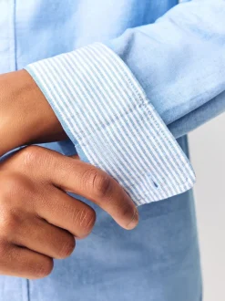 Next - Slim Fit (Slim Fit) - Chemise Oxford à manches longues Bleu clair New