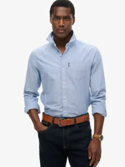 Superdry Bleu clair - Essentials Oxford Chemises Best