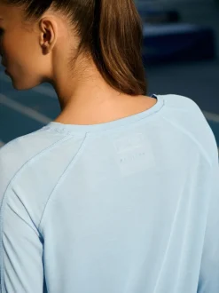 Next Bleu clair - T-shirt Active à manches longues à col rond Outlet