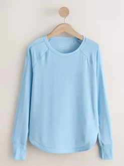 Next Bleu clair - T-shirt Active à manches longues à col rond Outlet