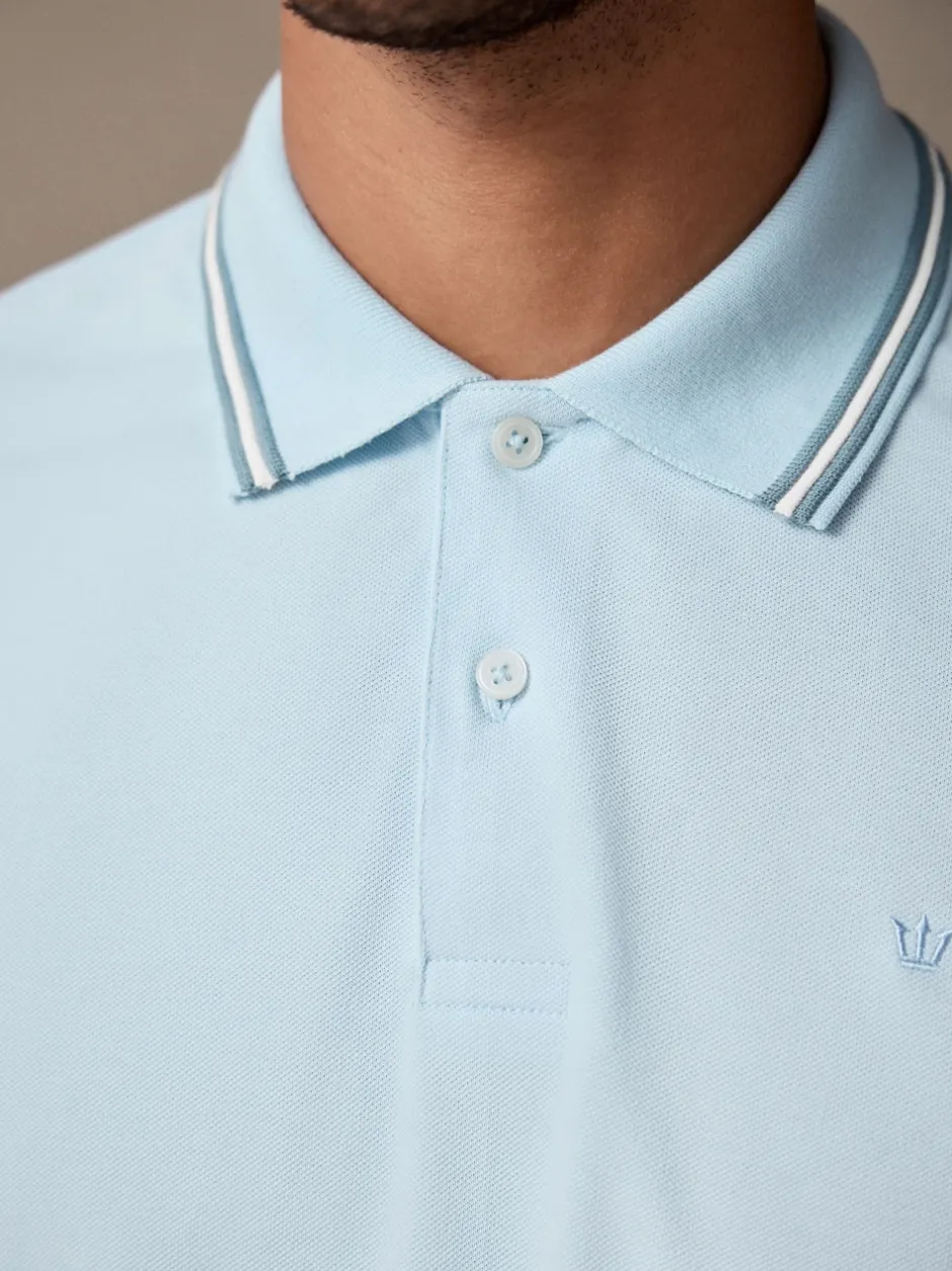 Next - Polo coupe classique à manches courtes et liserés Bleu clair ottoman Discount