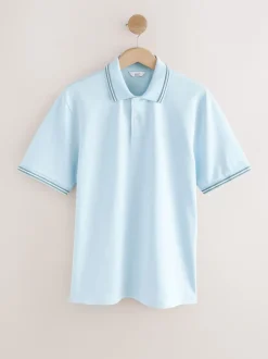 Next - Polo coupe classique à manches courtes et liserés Bleu clair ottoman Discount