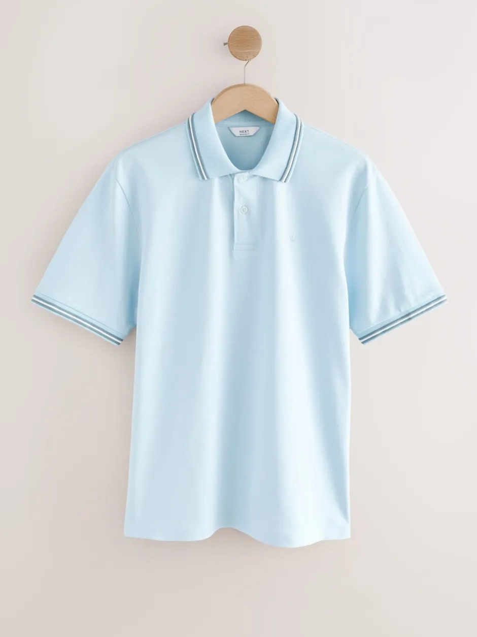 Next - Polo coupe classique à manches courtes et liserés Bleu clair ottoman Discount