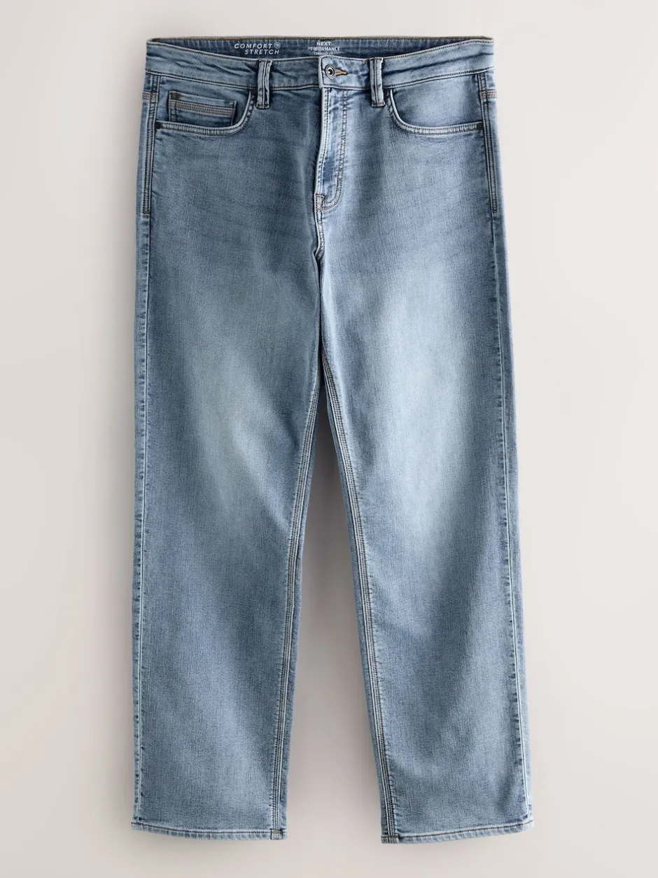 Next Bleu clair vintage - - Jeans stretch de confort Ajustement droit Clearance