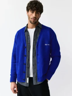 Next Bleu cobalt - Cardigan Coupe classique à motif Poitrine Brodé Outlet