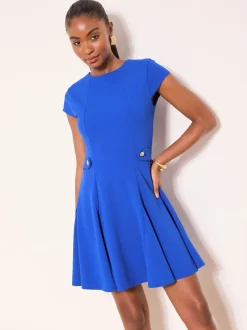 Lipsy Bleu cobalt - Mini robe patineuse à boutons sur le côté Online