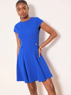Lipsy Bleu cobalt - Mini robe patineuse à boutons sur le côté Online