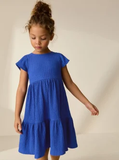 Next Bleu cobalt - Robe Effet froissé à manches d’ange (3-16ans) Hot