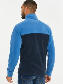 Threadbare - Sweat-shirt bicolore en polaire à col zippé Bleu cobalt et bleu marine Discount