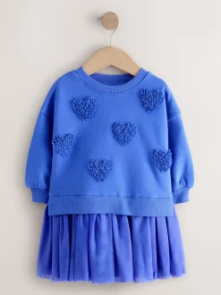 Next - Robe de soirée en sweat (3 mois-7 ans) Bleu Cœur New