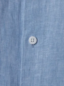 Reiss Bleu de ciel - Chemise Ruban en lin à col coupé Clearance