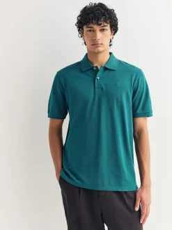 Next - Ajustement régulier - Polo Manches courtes Pique Bleu de sarcelle Sale