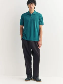 Next - Ajustement régulier - Polo Manches courtes Pique Bleu de sarcelle Sale