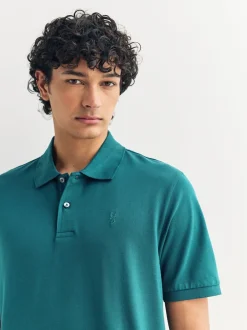 Next - Ajustement régulier - Polo Manches courtes Pique Bleu de sarcelle Sale