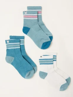Fat Face Bleu de sarcelle - FatFace 3 paires de chaussettes de sport Sale