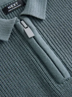 Next Bleu de sarcelle - Manches longues Quarter Zip Knitted Polos (3mths-7yrs) Clearance