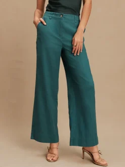 Next Bleu de sarcelle - Pantalons intelligents à jambe large en lin Blend Discount