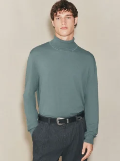 Next Bleu de sarcelle - Polo EDIT en maille à manches longues et col roulé