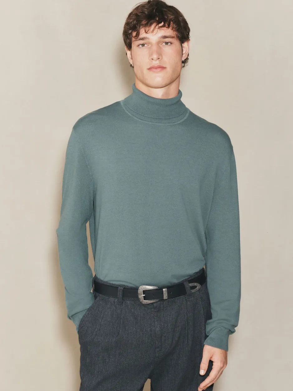 Next Bleu de sarcelle - Polo EDIT en maille à manches longues et col roulé