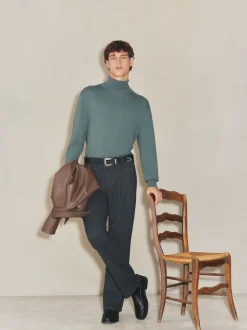 Next Bleu de sarcelle - Polo EDIT en maille à manches longues et col roulé