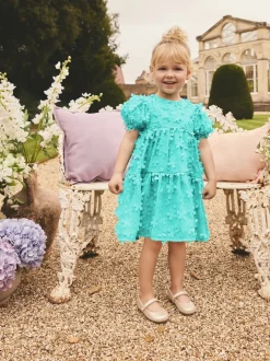Next Bleu de sarcelle - Robe manches courtes  3D Flowers Robe (3mois -8ans) Best