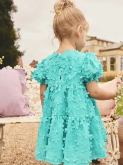 Next Bleu de sarcelle - Robe manches courtes  3D Flowers Robe (3mois -8ans) Best