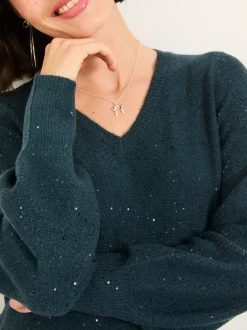 Fat Face Bleu de sarcelle - Robe mi-longue FatFace en maille scintillante New