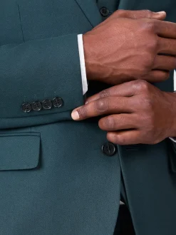 Next - Slim Fit (Slim Fit) - Veste de costume texturée Bleu de sarcelle New