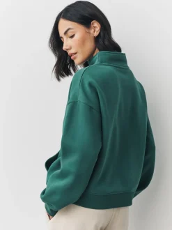 Next Bleu de sarcelle - Sweat-shirt décontracté en jersey épais à col zippé Sale