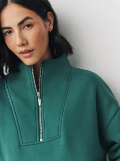 Next Bleu de sarcelle - Sweat-shirt décontracté en jersey épais à col zippé Sale