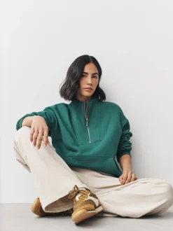 Next Bleu de sarcelle - Sweat-shirt décontracté en jersey épais à col zippé Sale