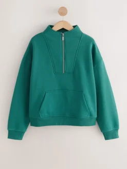 Next Bleu de sarcelle - Sweat-shirt décontracté en jersey épais à col zippé Sale