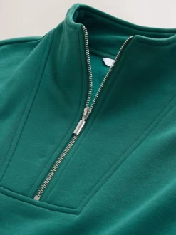 Next Bleu de sarcelle - Sweat-shirt décontracté en jersey épais à col zippé Sale