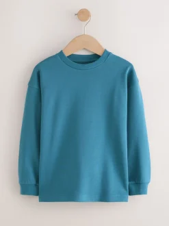 Next - T-shirt épais décontracté à manches longues (3-16ans) Bleu de sarcelle