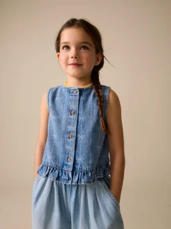 Next Bleu Denim - Gilet sans manches en Denim avec nœud (3-16ans) Discount