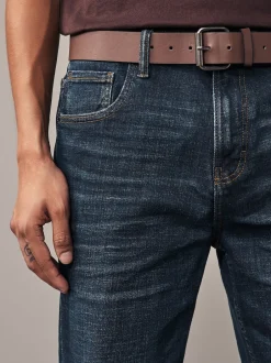 Next Bleu délavé - Ajustement droit - Jean authentique ceinturé Clearance