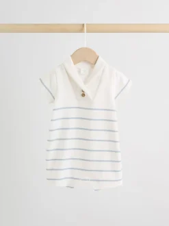 Next Bleu et Blanc rayées - Barboteuse en jersey pour bébé 2 Pack Outlet