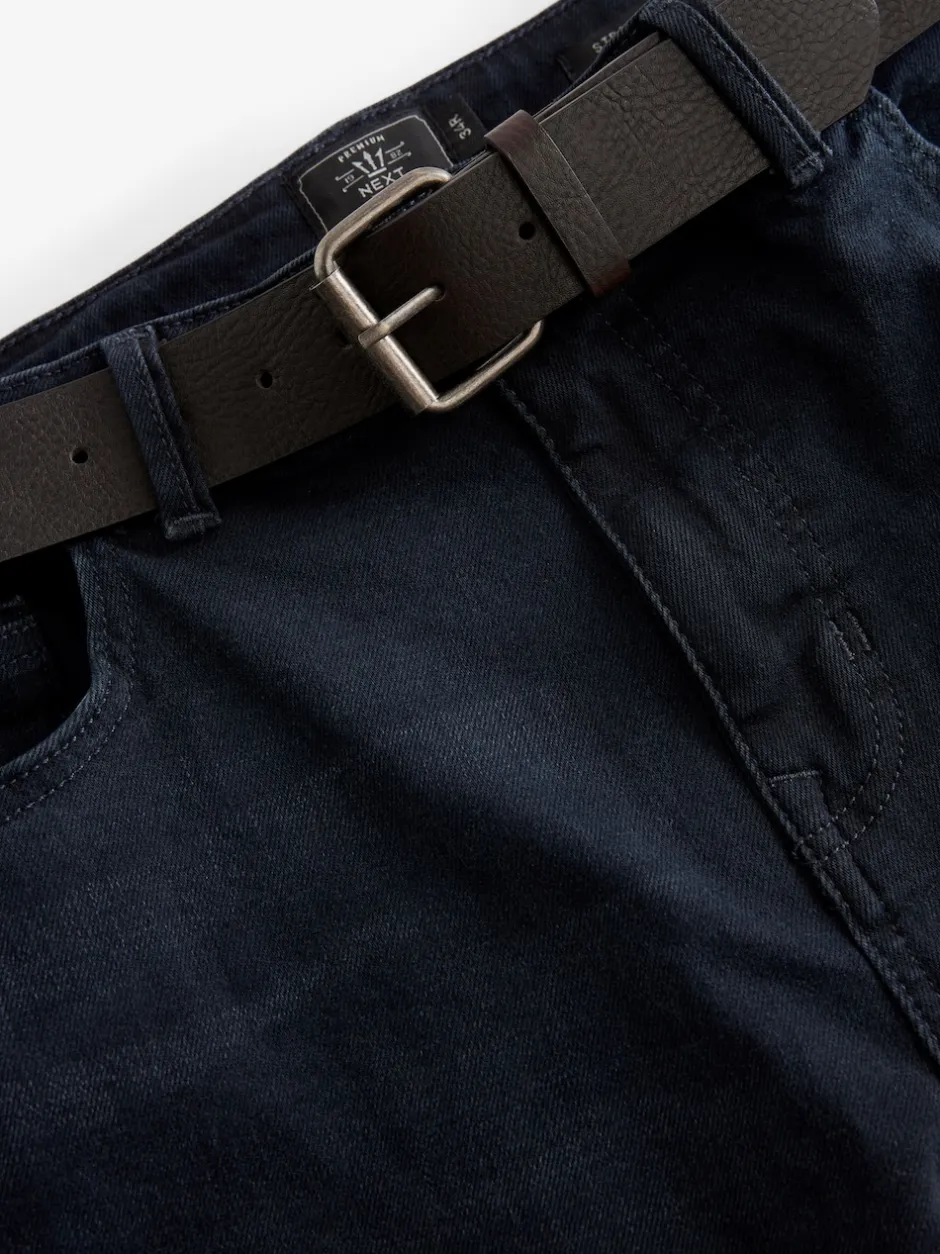 Next bleu foncé - Ajustement droit - Jean authentique ceinturé Hot