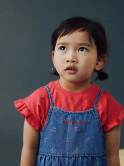 Next bleu foncé - Combinaison et T-shirts en Denim imprimé cerise (3mois-7ans) Sale