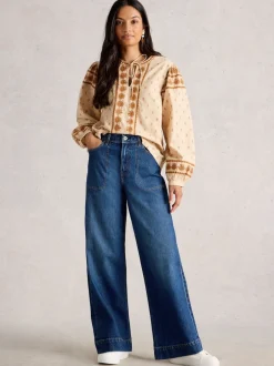 White Stuff bleu foncé - Jean ample Tia Discount